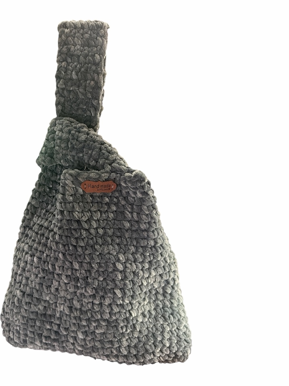 Handmade Multicolor Crochet Knot Bag - Gray Plush NWOT - Picture 2 of 4